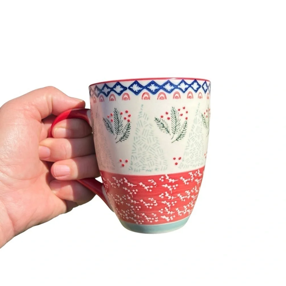 West Elm Scandi Forest Hand-Painted Stoneware Holiday Coffee Mug Replacement